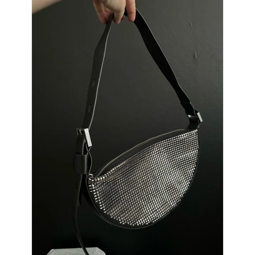 Allsaints Half Moon Studded Shoulder Bag
